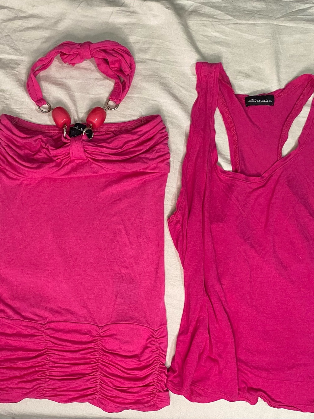 2 vintage seductions stretchy y2k tops hot pink